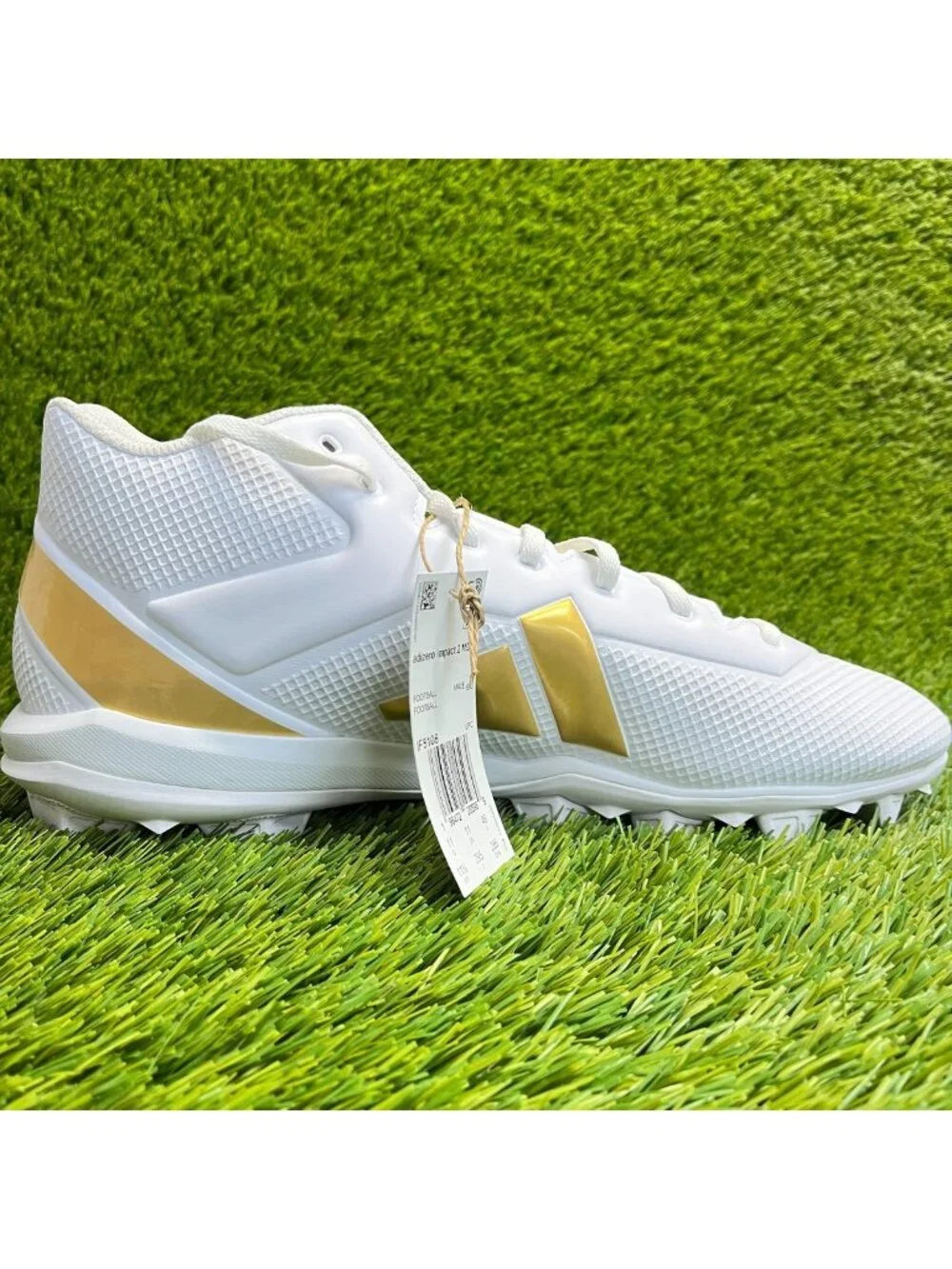 Adidas Adizero Impact.2 MD Mens Size 11.5 White Gold Running Football Cleats